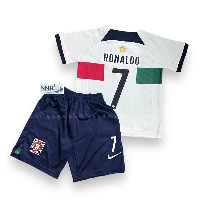 Bộ Quần Áo Bóng Đá Trẻ Em , Áo Đá Banh Đội Tuyển Bồ Đào Nha Sân Nhà -  Sân Khách in sẵn tên số Ronaldo