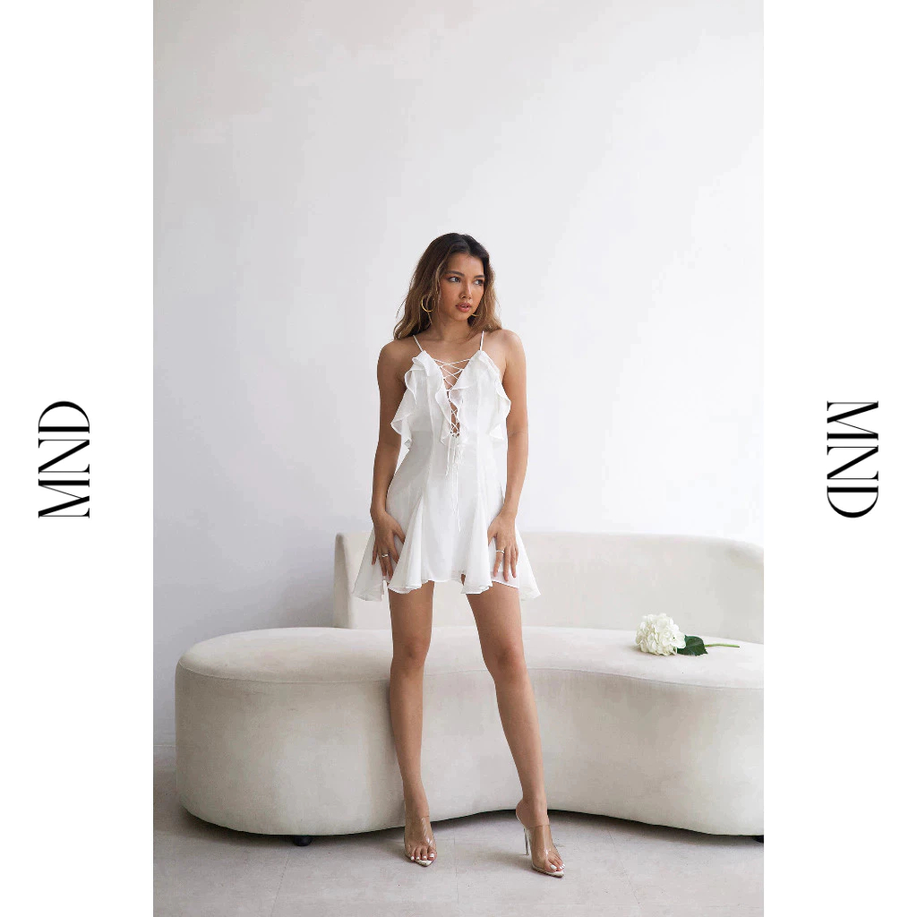MACHNHADUONG - Đầm chiffon 2 dây đi biển hở lưng dáng xoè đan dây trước ngực - PAMELA DRESS