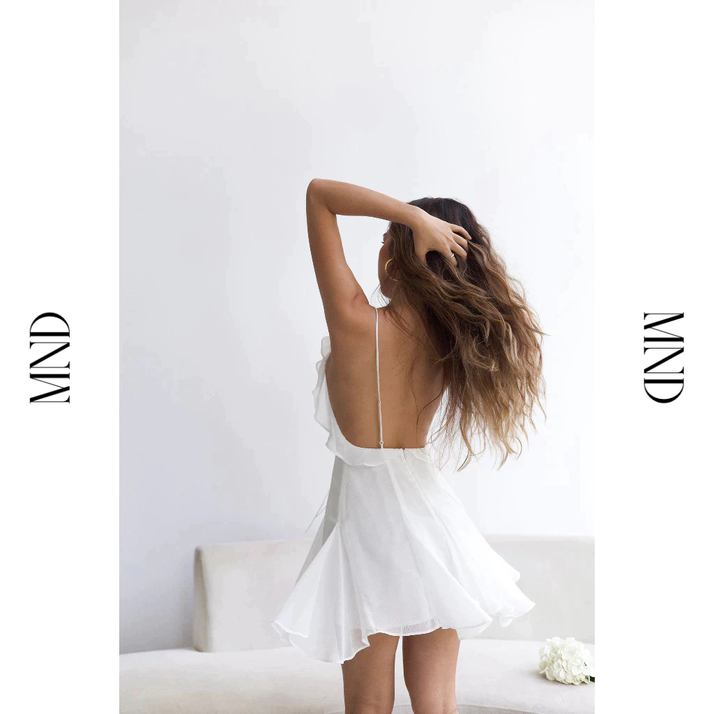 MACHNHADUONG - Đầm chiffon 2 dây đi biển hở lưng dáng xoè đan dây trước ngực - PAMELA DRESS