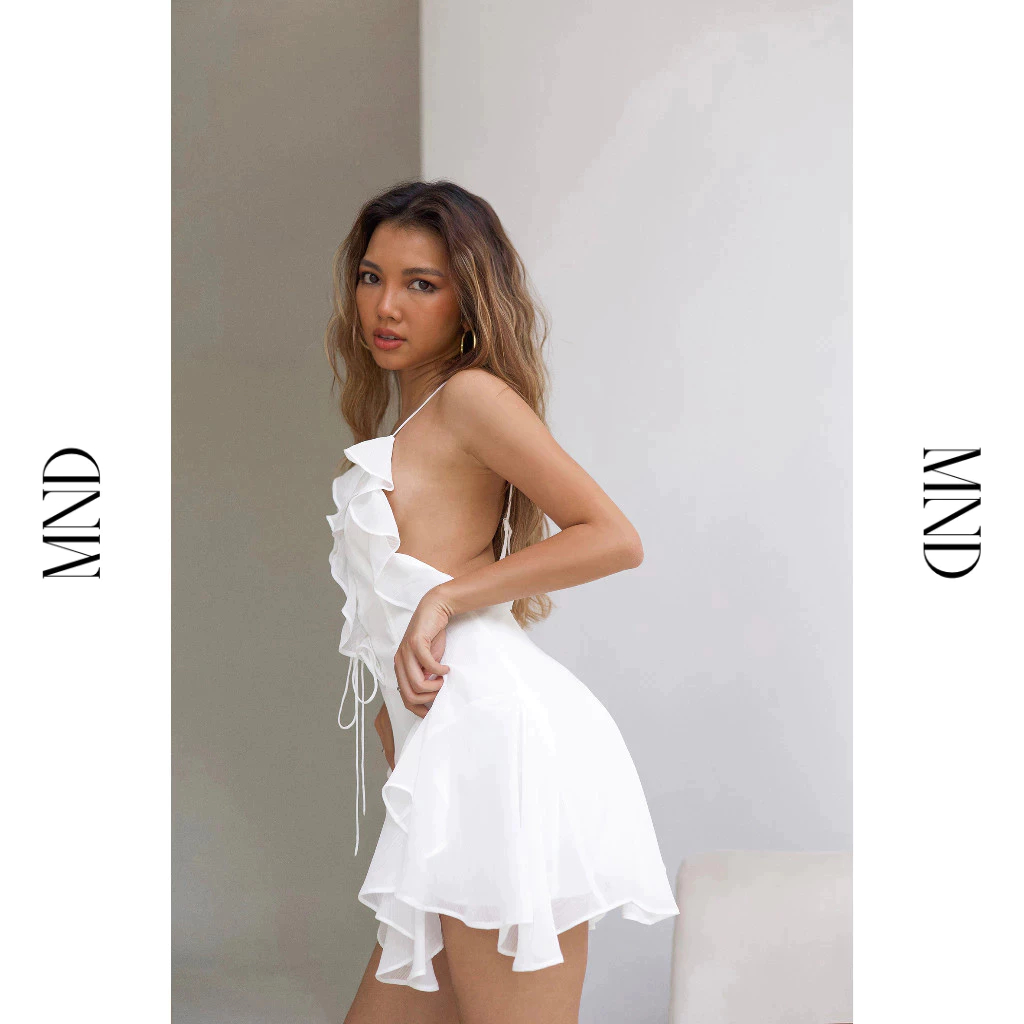 MACHNHADUONG - Đầm chiffon 2 dây đi biển hở lưng dáng xoè đan dây trước ngực - PAMELA DRESS