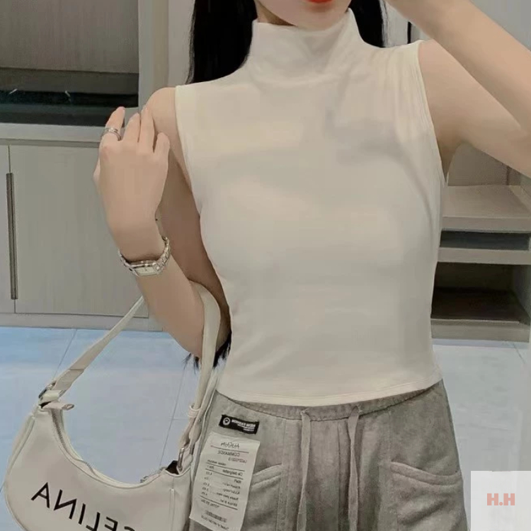 Áo CROPTOP ba lỗ cao cổ chất thun tăm cao cấp mềm mịn