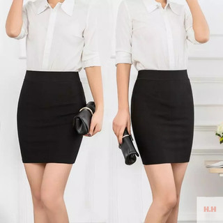 Chân váy ngắn công sở lưng cạp cao dáng ôm xẻ tà sau