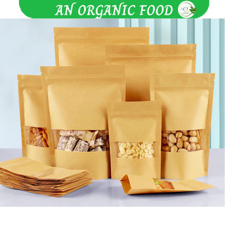 Túi zip giấy kraft nâu, túi zip giấy đựng thực phẩm full size siêu rẻ, an organic food