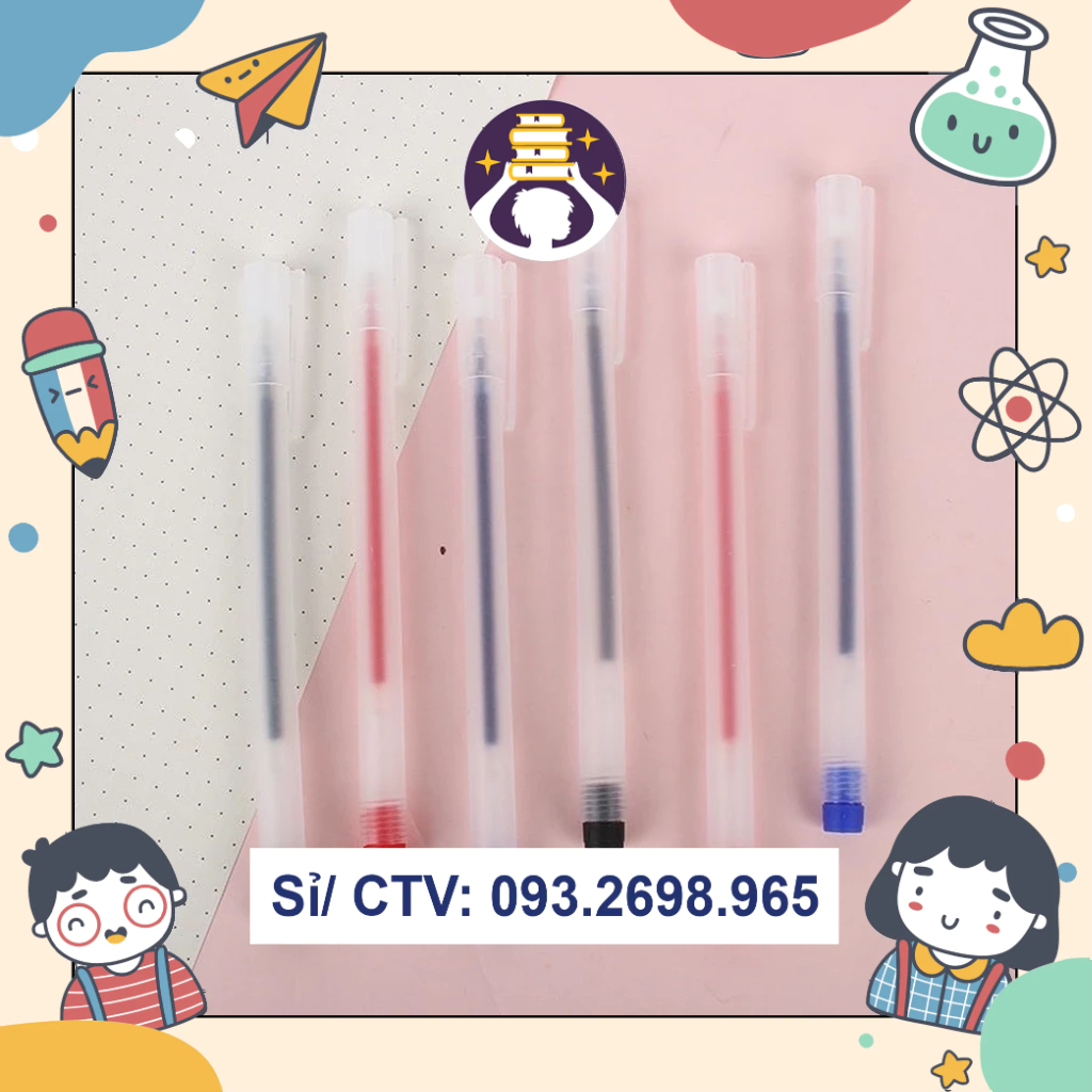 Set 20 Cây Bút Basic Kiểu Hàn Mực Gel Nhanh Khô Mực Đen / Xanh / Đỏ Ngòi Kim 0.5mm - Bút Viết Mực Nước Học Sinh