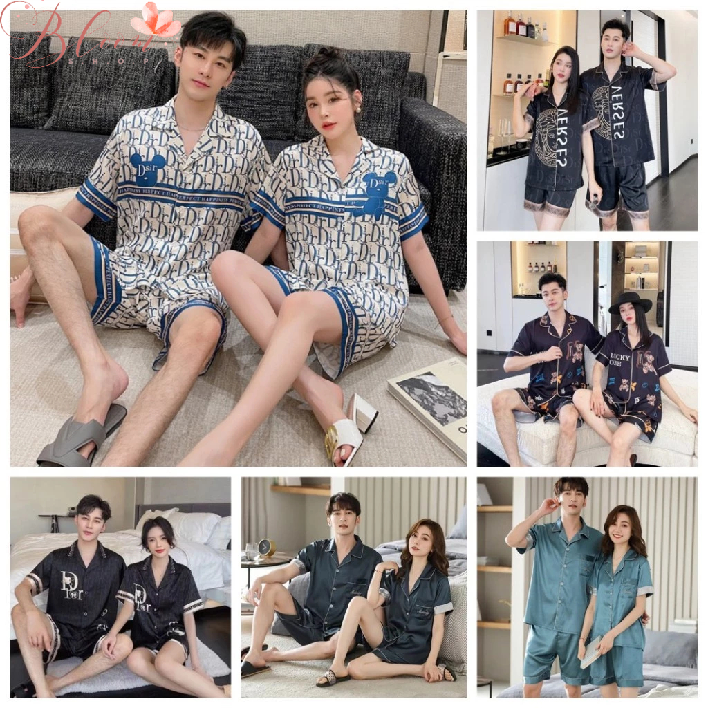 Pyjama lụa cao cấp nam nữ đồ đôi mặc nhà đồ ngủ pyjama cotton lụa sang trọng cao cấp đồ bộ đôi