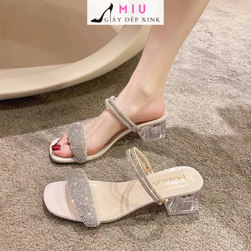 Sandal quai đá bản to, cao got 3cm đế trong 2 kiểu, sang chảnh êm ái tiện lợi du lịch hè đi 4 mùa - miugiaydepxink