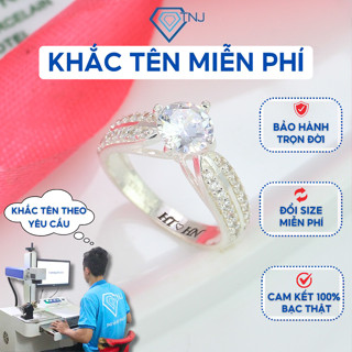 Nhẫn bạc nữ khắc tên miễn phí đính đá đẹp sang trọng NN0165 - Trang Sức TNJ