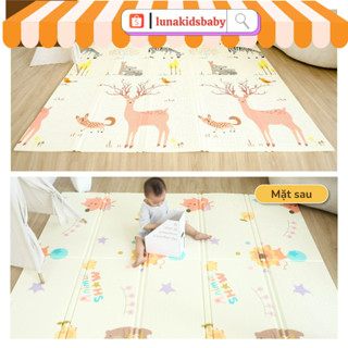 Thảm chơi gấp gọn 2 mặt TOBÉ kích thước 180x200x1.5 cm chất liệu XPE phủ Silicone xốp nhẹ chống trượt Lunakidsbaby