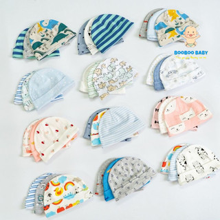 Sét 03 mũ sơ sinh cotton co dãn cho bé từ 0 đến 3 tháng mềm mịn, thoáng không bí hơi BB106