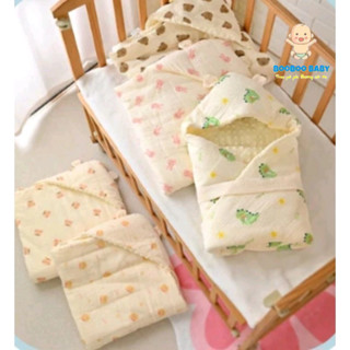 (Kèm đai) Ủ TRẦN BÔNG Muslin, chăn kiêm ủ 2 trong 1 mềm nhẹ, ấm áp cho bé