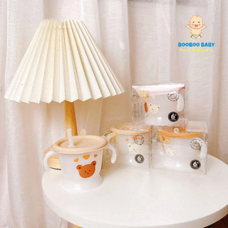 (Tặng cọ rửa ống hút) Cốc Tập Uống Nước Kichilachi, Cốc Tập Hút 3 Giai Đoạn Có Vạch Chia 150ml Cho Bé BB95