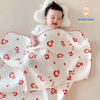 Chăn đắp, choàng ủ, chăn quấn bé chất cotton trần dệt kim thoáng mát, mềm mịn bb12