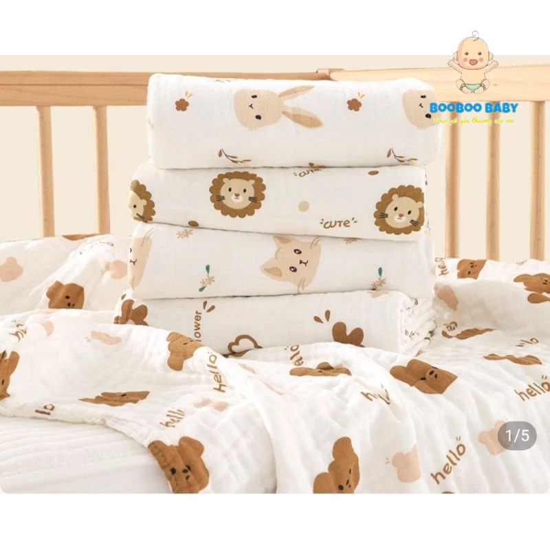 Kích thước 70.90cm - Khăn tắm, quấn đa năng Cottton Organic 4 lớp chất vải mềm mại, dùng 4 mùa cho bé BB98