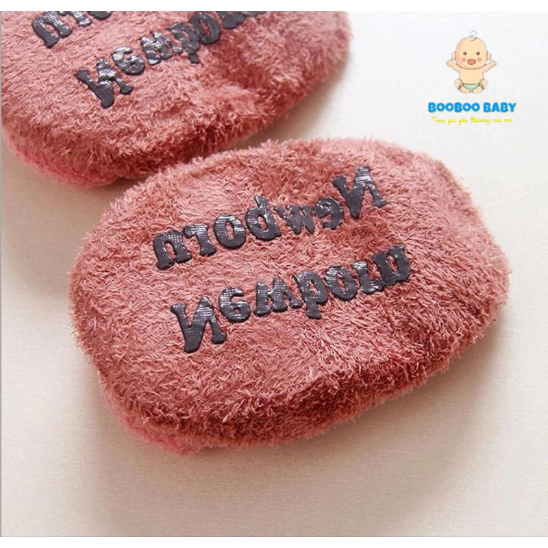 Tất len lông xù, tất tập đi 3D hình thú đáng yêu có chống trượt cho bé