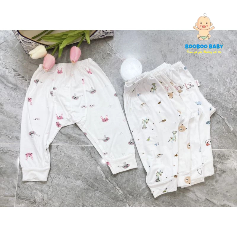 QUẦN CHỤC DÀI thun lạnh đáp đũng cho bé size 3 - 9kg