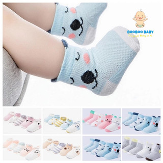 Set 5 Đôi Tất Lưới Thêu Hình Cho Bé Phù Hợp Nằm Điều Hoà BB99