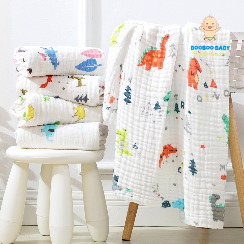 BooBoo Baby- Khăn tắm xô cho bé 6 lớp, Khăn cao cấp siêu mềm, thấm hút dày dặn BB05