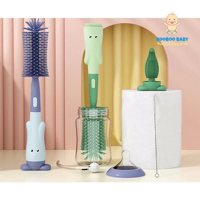 Bộ Cọ Rửa Bình Sữa 3 In 1 Chất Liệu Silicon Cao Cấp, Tiện Lợi, An Toàn Bb15