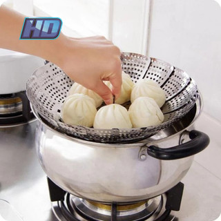 Rổ hấp Inox 304 gấp gọn, dùng hấp thực phẩm tiện lợi