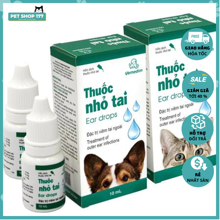 Thuốc nhỏ tai VEMEDIM điều trị viêm tai ngoài trên chó mèo (10ml)