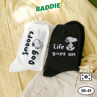 JUST SNOOPY - Tất vớ cao cổ unisex nhân vật hoạt hình chú chó Snoopy, bản quyền Peanuts, nhập khẩu Hàn Quốc