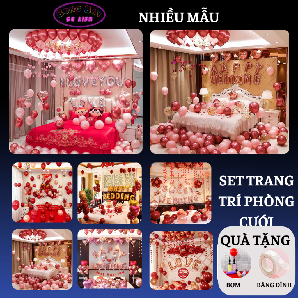 Set trang trí phòng cưới bằng bóng bay mẫu mới