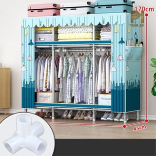 Tủ Vải Đựng Quần Áo Tủ Vải Khung Thép Titan  4 Buồng 8 ngăn Gấp Gọn Đa Năng Treo Quần Áo Vải Cotton