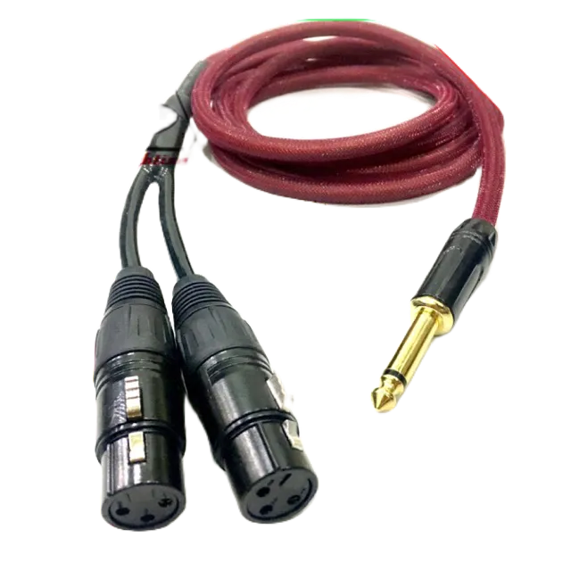dây Jack 6 ly  ra 2 đầu Jack canon cái dài 2m, dây tín hiệu âm thanh, rắc chuyển 6ly sang canon