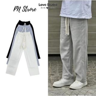 Quần dài nỉ tăm nam quần ống suông rộng nam thun Form Rộng thể thao mặc nhà tập gym sweatpant[Q42]