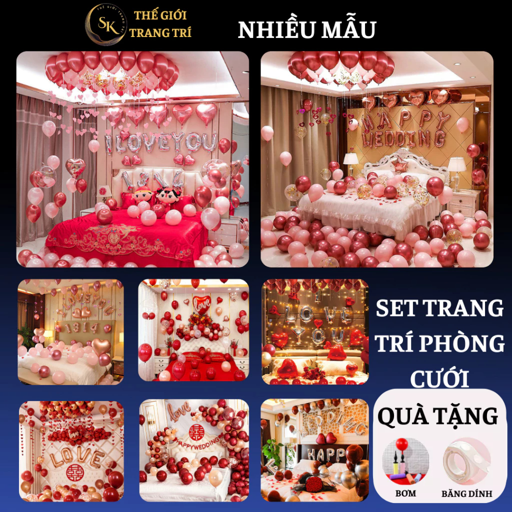 Trang trí phòng tân hôn bằng bóng bay sang trọng