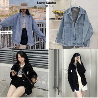 Áo khoác jean nữ chất bò jeans kaki túi hộp unisex nam form rộng AK19 dáng dài hàn quốc L66 y2k ulzzang