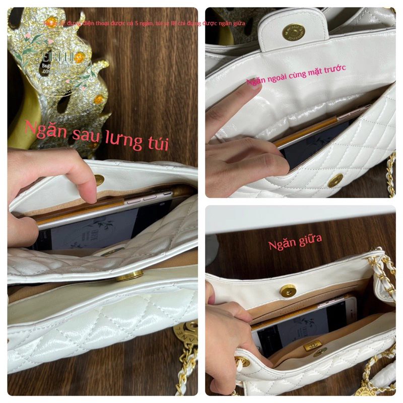 Túi Xà neo đồng xu chần trám da bóng size 19 và 22 fullbox