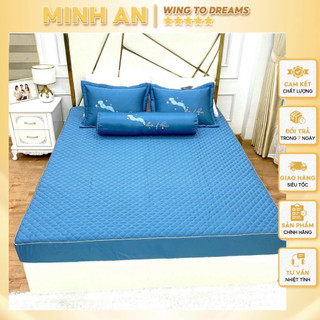 Ga giường trần bông phi lụa MINH AN CHĂN GA GỐI chất mềm mịn nhập khẩu cao cấp ga giường bọc đệm đầy đủ kích thước