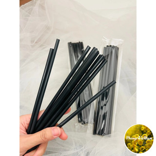 Túi 10 ống hút phi 6-8 nhựa đen