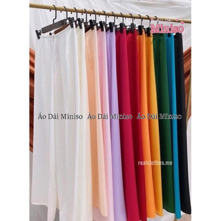 Áo dài lụa mau cam nổi bật MINISO