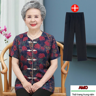 Bộ quần áo người già trung niên cực đẹp, hoa lá