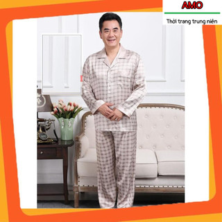BỘ QUẦN ÁO PYZAMA LỤA DÀI TAY + NGẮN TAT CHO BỐ, CHO ÔNG , pyzama lụa