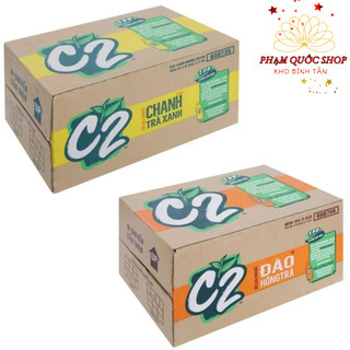 Thùng 24 chai trà xanh c2 hương chanh/ hương đào 455ml