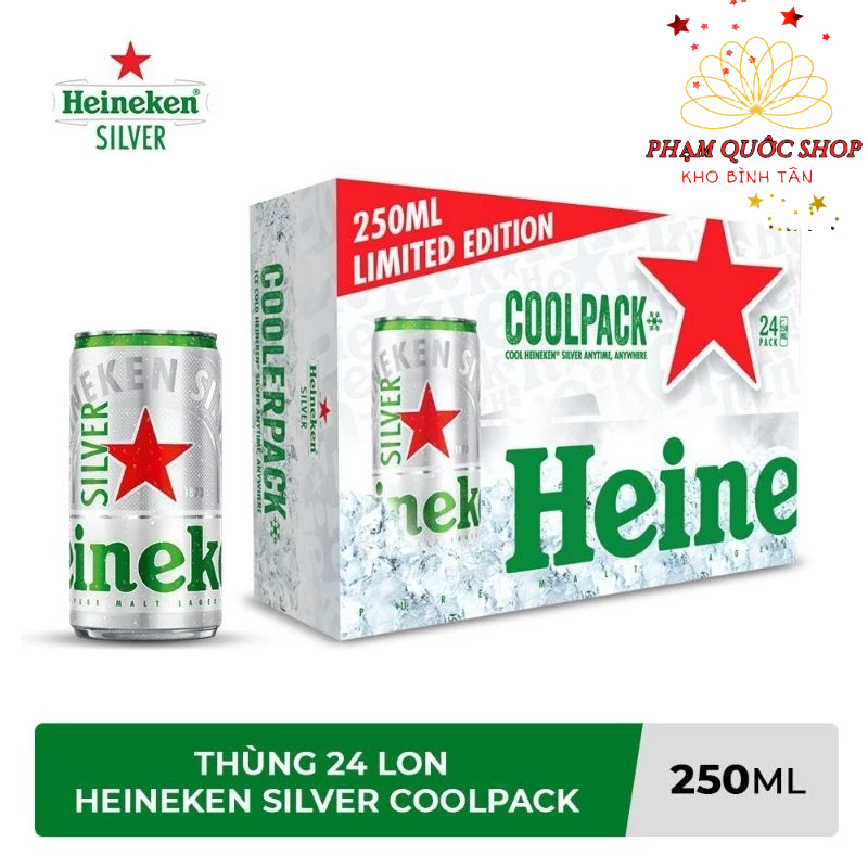 Thùng 24 lon bia Heineken Silver Coolpack 250ml