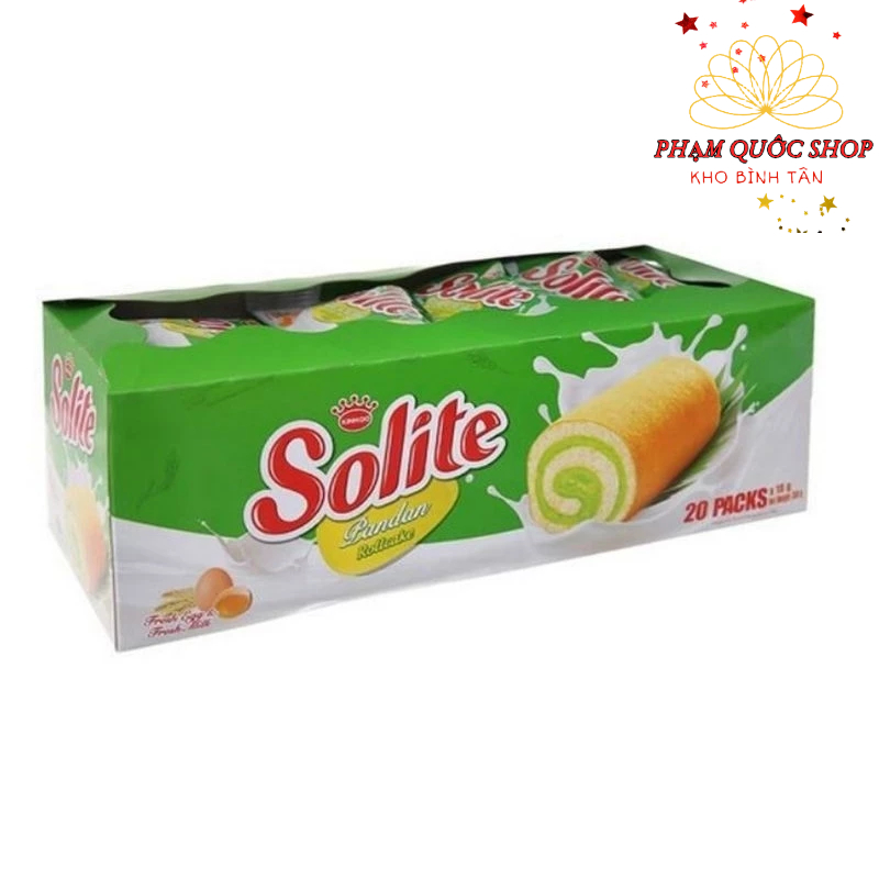 Hộp 18 cái bánh bông lan cuộn kem SOLITE vị DỨA 324g