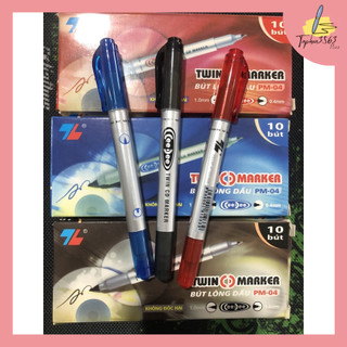SET 5 Bút Dạ Kính PM-04 2 Đầu Các Màu Đẹp