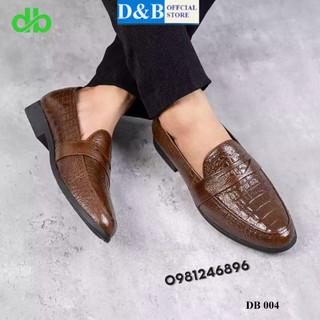 Giày Lười Nam da bóng - dập vân caro tinh tế - cao thêm 3cm + tặng bảo hành 12 tháng