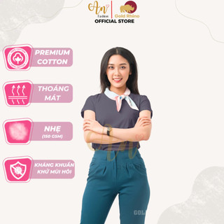 Áo Thun Nữ Cổ Tròn 100% Cotton Cao Cấp Công Nghệ Khử Mùi Ag+ Màu Than Chì Sáng Tạo Quyến Rũ - Gold Rhino
