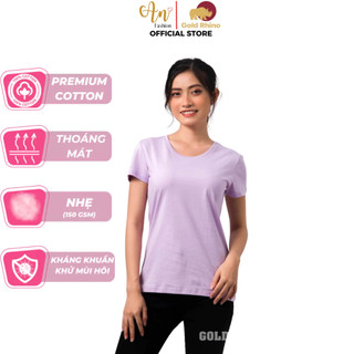 Áo Thun Nữ Cổ Tròn Màu Tím Pastel Dịu Dàng, Vải 100% Cotton Cao Cấp - Gold Rhino