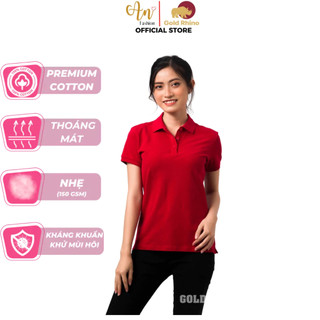 Áo Polo Nữ Màu Đỏ Tươi Thun 100% Cotton Tự Nhiên, Lịch Sự Thoáng Mát Thoải Mái Cả Ngày - Gold Rhino