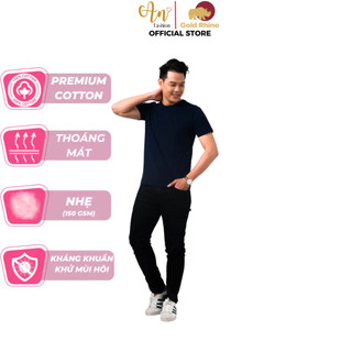 Áo Phông T-Shirt Unisex Màu Xanh Navy 100% Cotton Cao Cấp, Thoáng Mát, Khàng Khuẩn, nhẹ, tiêu chuẩn XK - Gold Rhino