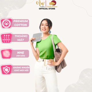 Áo Thun Nữ Màu Xanh Cốm Cổ Tròn Tay Ngắn Tươi Trẻ Năng Động 100% Cotton Cao Cấp GRT12 - Gold Rhino