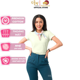 Áo Thun Cổ Tròn Màu Bơ Sữa Nữ Tính, Thoáng Mát, Khử Mồ Hôi, Chất Vài 100% Cotton Tự Nhiên - Gold Rhino