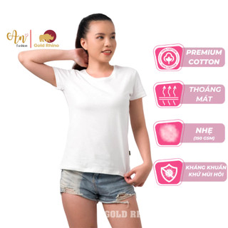 Áo Phông Basic Màu Trắng Cổ Tròn Tay Ngắn Dáng Ôm Nhẹ Nhàng 100% Cotton Tự Nhiên Siêu Mềm Dịu Mát - Gold Rhino