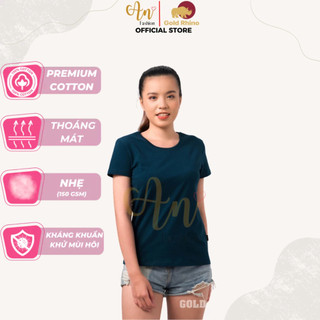 Áo Kháng Khuẩn Siêu Nhẹ, Mềm, Thoáng Cổ Tròn Màu LAM JP Độc Lạ Vải 100% Cotton Tự Nhiên - Gold Rhino
